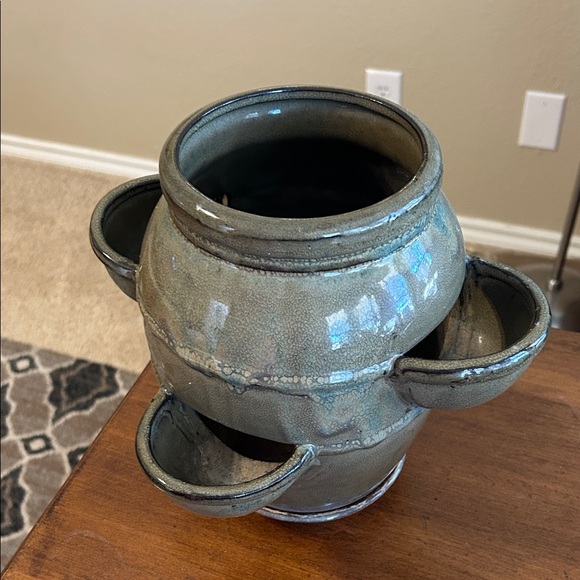 Handcrafted Green Ceramic Strawberry Planter - Picture 10 of 14